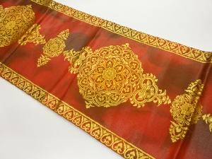 縞に華紋模様織出し袋帯